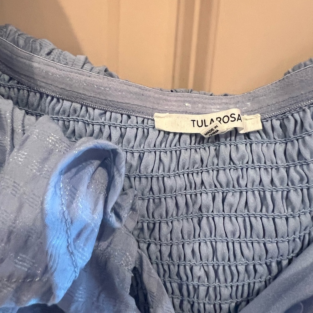 Tularosa Off The Shoulder Light Blue Ruffled Blouse - Picture 3 of 4